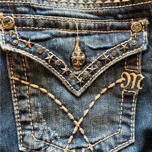 Miss Me Stylish Blue Embellished Women Jeans Sz 26/34 Like New